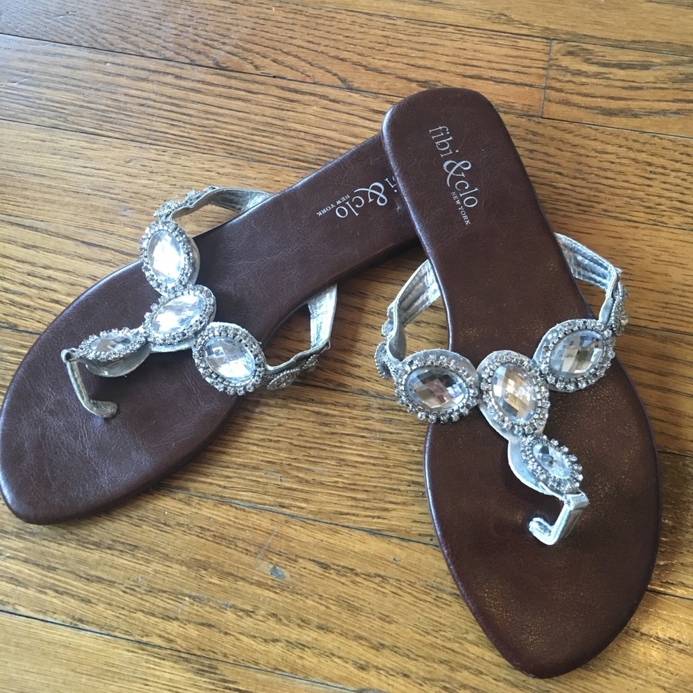 Fibi & Clo Jeweled Flip Flops